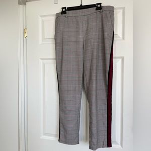Zara Size medium cropped pant. Black, white and merlot colour check